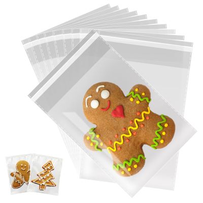 Docvania Clear Resealable Cellophane Bags 4 X 5 Inch Self Sealing Cellophane Bags, 200Pcs Cookie Bag with Seal Packaging Treat Bag for Wrapping Bread, Soaps, Candies and Party Favors