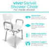 Vive Swivel Shower Chair for Inside Shower - Seat for Elderly, Disabled, Adults, Seniors - 360 Rotating, Narrow & Height Adjustable - Tub Bench Stool for Bathroom Mobility with Removable Back & Arms view 2