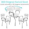 Vive Swivel Shower Chair for Inside Shower - Seat for Elderly, Disabled, Adults, Seniors - 360 Rotating, Narrow & Height Adjustable - Tub Bench Stool for Bathroom Mobility with Removable Back & Arms view 4