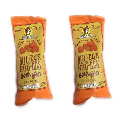 Buc-ee's Nug-ees Bold n Sorta Spicy Flavored Powdery Cheese-Flavored Corn Puff Snacks From Texas - 5 ounces bags