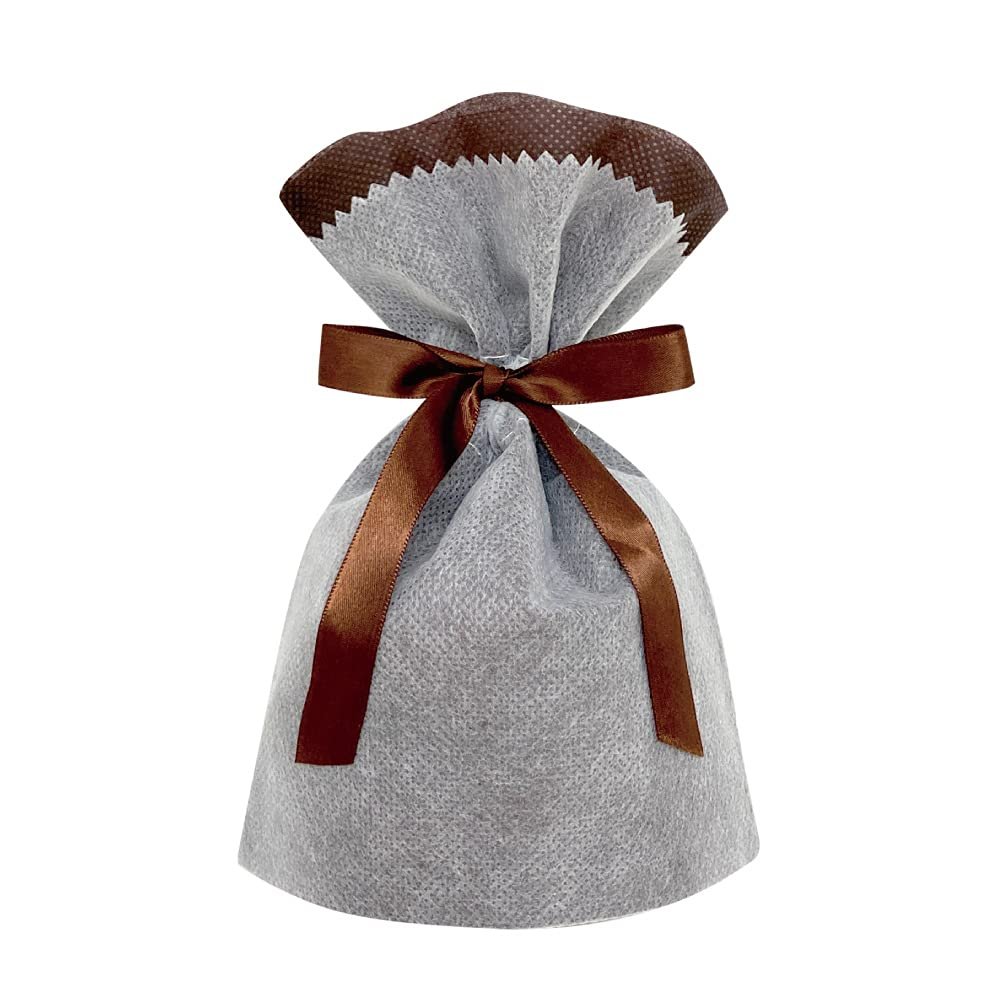 Gift Drawstring Bag with Non-woven Ribbon SS Brown 10 Pieces
