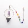 Natural Amethysts Rose Quartzs Onyx Clear Crystal Faceted Cone Chain Dowsing Chakra Pendulum with Chain 1PCS-Amethyst view 1