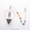 Natural Amethysts Rose Quartzs Onyx Clear Crystal Faceted Cone Chain Dowsing Chakra Pendulum with Chain 1PCS-Amethyst view 3