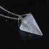 Natural Gem Stone Necklaces & Pendants Rose Pink Quartz Pendulum Crystal Chakra Pyramid Jewellery Gift-Black Agates Gold view 4