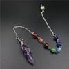 Natural Stone Hexagonal Pendulum Chain Chakra Dowsing Crystal Pendule Pendant Pendulums for-Lapis Lazuli view 3