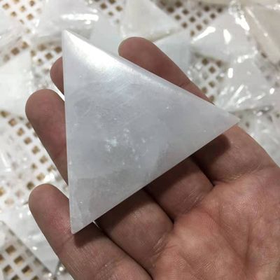 1pc White Folk Crafts Healing Crystal Stone Selenite Triangular Slice for Home Decoration