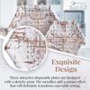 Elegant Disposable Dinnerware - Arctic Collection, Hexagon Dinner Plates, Rose Gold view 3