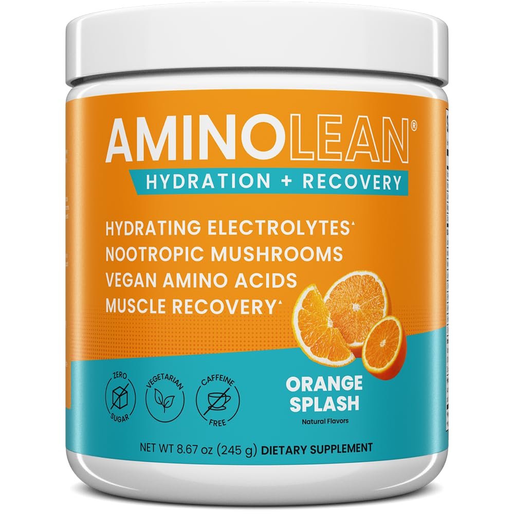 AminoLean Recovery + Hydration  Electrolytes Powder & BCAA Amino Acids for Instant Hydration & Post-Workout Recovery  Nootropic Mushrooms, Vegan Aminos, Zero Sugar, 30 Servings