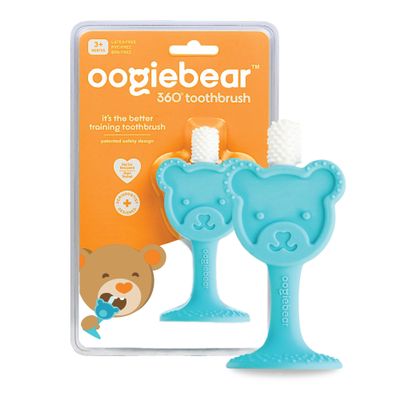 oogiebear Infant-to-Toddler Training Teether Toothbrush - 0-2 Years - 360 Soft Silicone, Promotes Safe Brushing, Baby & Kids Health - Teddy Bear Design Oral Care - 1 Unit
