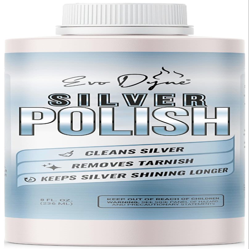 Silver Polish, Silver Cleaner (8-oz Bottle), Made in the USA | Silver Jewelry Cleaner Gently Removes & Prevents Tarnish | Safe to Use on All Silvers by Evo Dyne (Silver Polish)