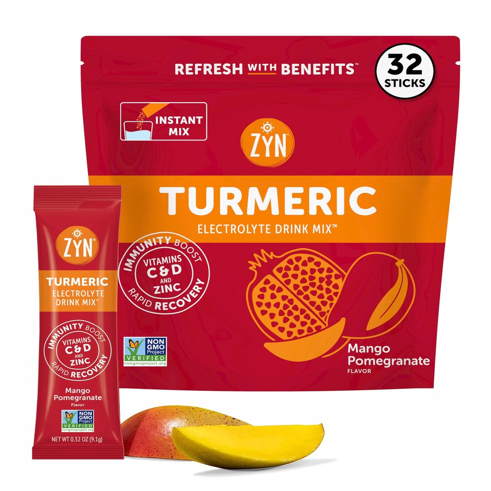 ZYN Electrolyte Drink Mix Hydration Packets, Mango Pomegranate Electrolytes Powder, Pack of 32