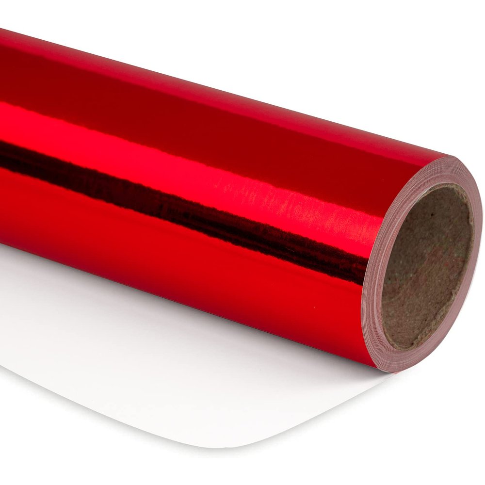 RUSPEPA Red Metallic Wrapping Paper - Christmas Wrapping Paper Perfect for Wedding, Birthday, Christmas, Baby Shower - 17 Inches X 32.8 Feet