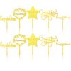10 Pieces Congratulation Cake Toppers Gold Acrylic Cupake Toppers Cake Decorations for Graduation, Wedding, Job Promotion, Retirement Party, Proclamation of Pregnancy Party, 5 Styles view 1