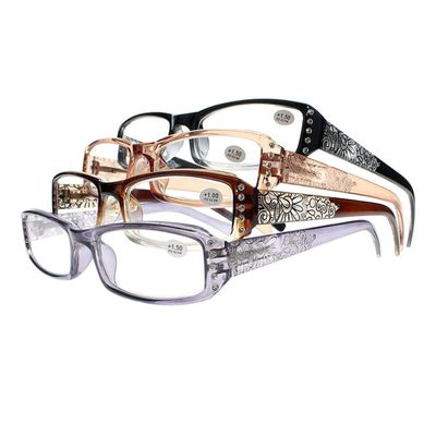 bestsight1936 New Women's 4 Colors Spring Hinges Rhinestone Flowers Leaves Prints Reading Glass
