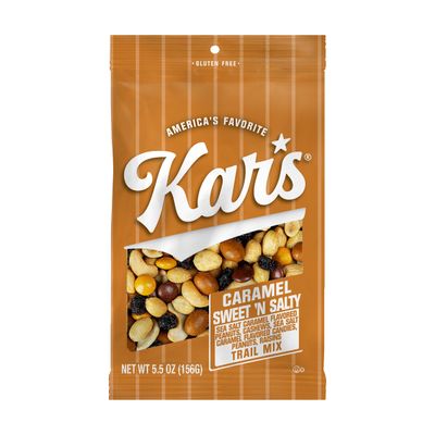 Kars Nuts Caramel Sweet N Salty Trail Mix, 5.5 oz Resealable Pouch (Pack of 12), Gluten-Free Trail Mix Snack