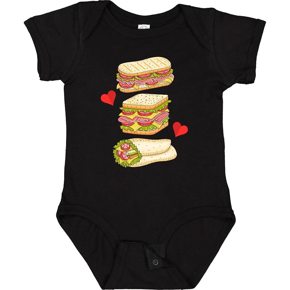 inktastic Sandwich Lover Deli Food Baby Bodysuit Newborn 0040 Black 3fa06