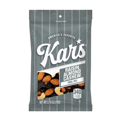 Kars Nuts Raisin Almond Cashew Trail Mix, 3 oz Grab & Go Bags, Individual Snack Packs (Pack of 12), Gluten-Free Trail Mix Snack