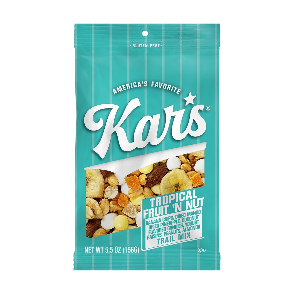 Kars Nuts Tropical Fruit N Nut Trail Mix, 5.5 oz Resealable Pouch (Pack of 12), Gluten-Free Trail Mix Snack