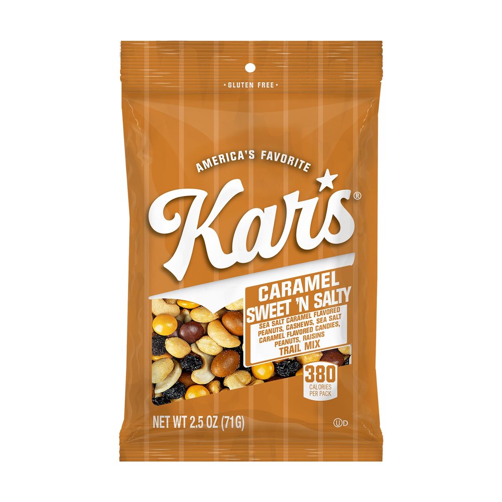 Kars Nuts Caramel Sweet N Salty Trail Mix, 2.5 oz Grab & Go Bags, Individual Snack Packs (Pack of 42), Gluten-Free Trail Mix Snacks