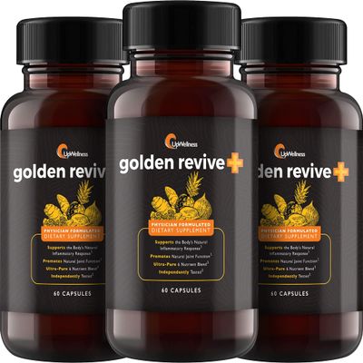 UpWellness Golden Revive + Joint Support Supplement Featuring Turmeric with Black Pepper, Quercetin, and Magnesium- Turmeric Boswellia Supplement - 6 Active Ingredients - 60 Capsules, 3 Pack