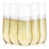 Prestee 24 Plastic Champagne Flutes - 9oz Heavy Duty Stemless Champagne Glasses for Parties - Disposable Clear Plastic Toasting Glasses, Mimosa Glass for New Years Eve Party Supplies view 1
