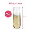 Prestee 24 Plastic Champagne Flutes - 9oz Heavy Duty Stemless Champagne Glasses for Parties - Disposable Clear Plastic Toasting Glasses, Mimosa Glass for New Years Eve Party Supplies view 3