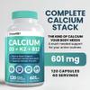 4-in-1 Calcium Supplements for Women and Men - Calcium with Vitamin D3 K2 5000 IU Supplement, 601mg per Serving - Gluten-Free, Vegan-Friendly (120 ct) view 2