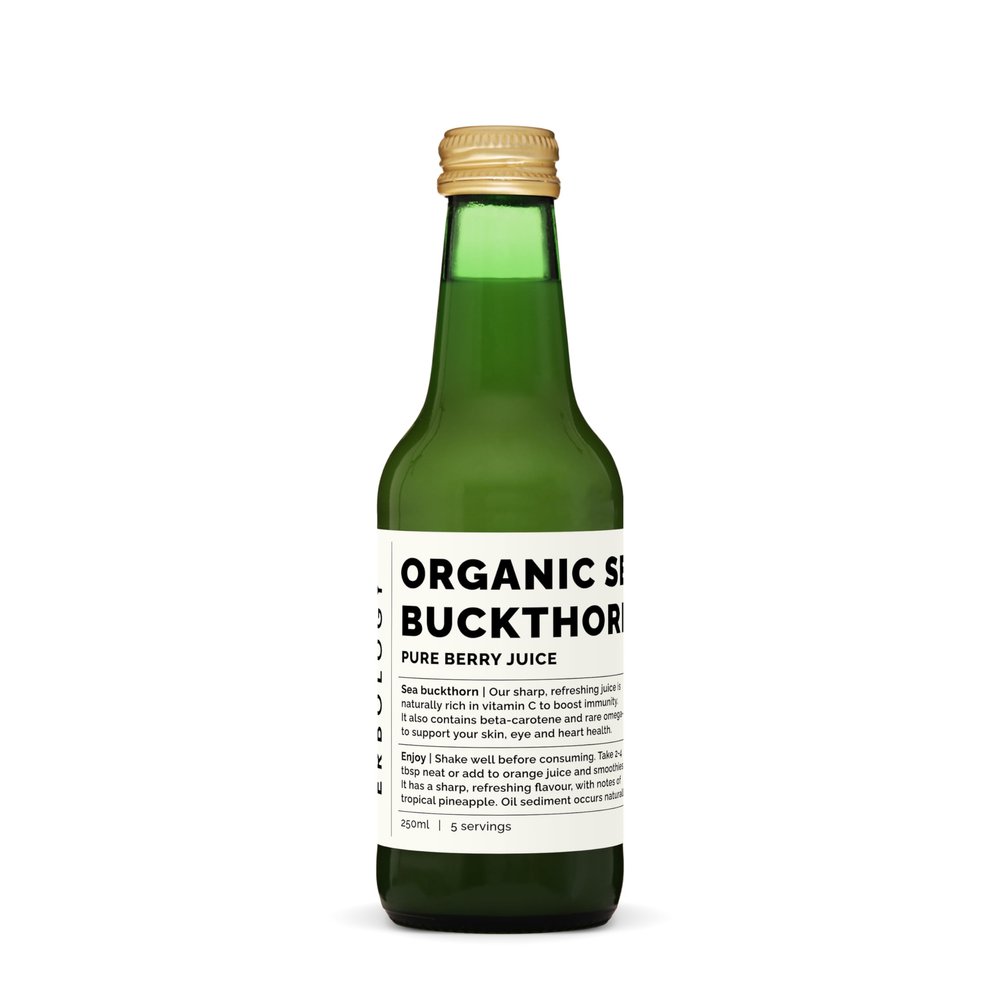 100% Organic Sea Buckthorn Juice 250ml (Box of 6) - Supports Immunity and Boosts Energy - High in Vitamin C, Omega-7 and Beta-carotene - Undiluted - No Added Sugar - Non-GMO - Recyclable Glass Bottle