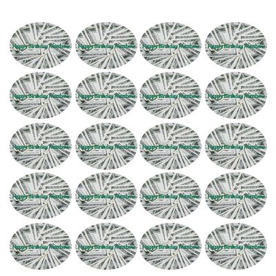100 dollar bills - Edible Cupcake Toppers - 1.8" cupcake (20 pieces/sheet)