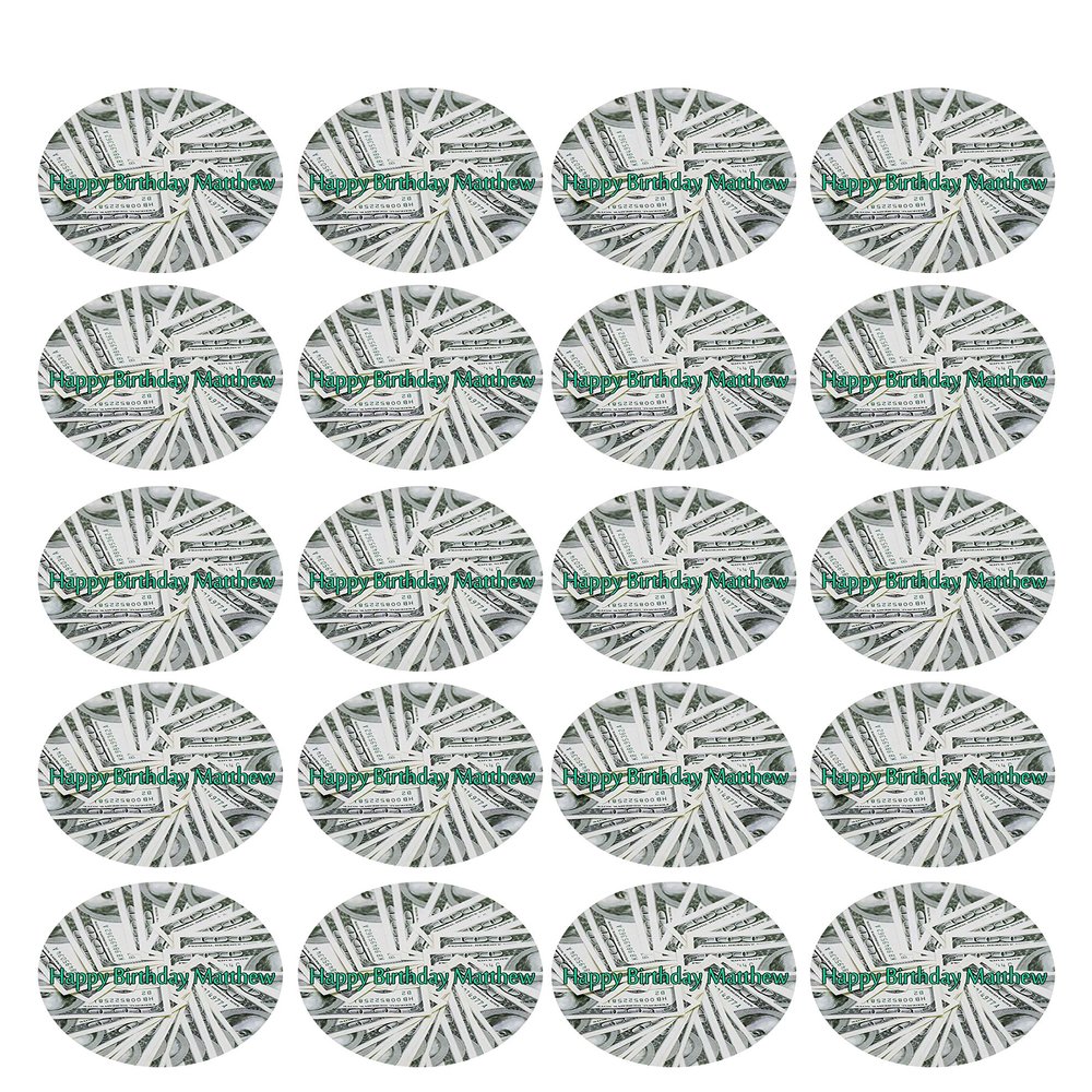 100 dollar bills - Edible Cupcake Toppers - 1.8" cupcake (20 pieces/sheet)