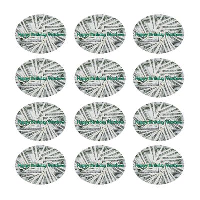 100 dollar bills - Edible Cupcake Toppers - 2" cupcake (12 pieces/sheet)