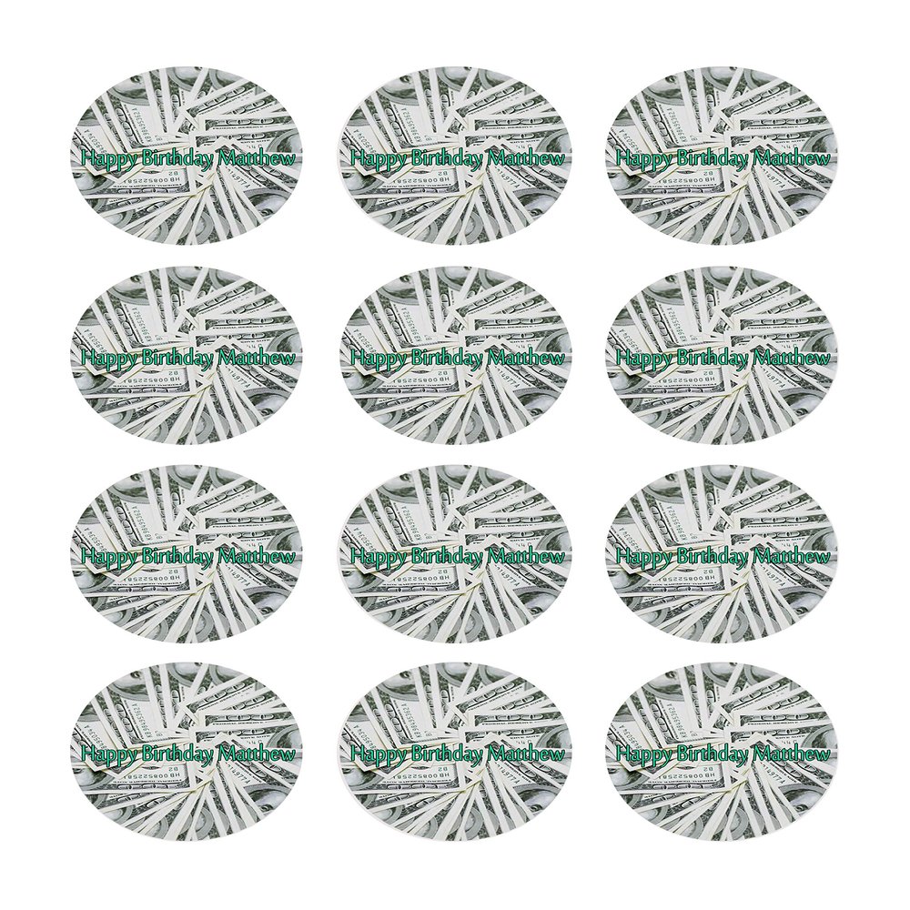 100 dollar bills - Edible Cupcake Toppers - 2" cupcake (12 pieces/sheet)