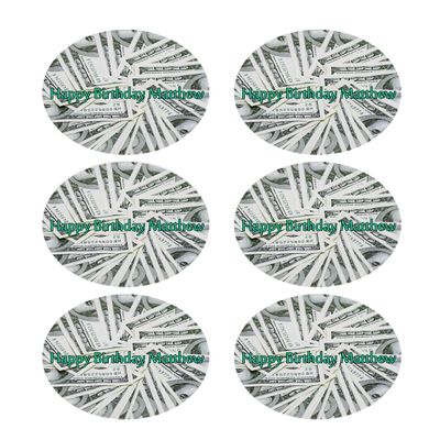 100 dollar bills - Edible Cupcake Toppers - 3.25" cupcake (6 pieces/sheet)
