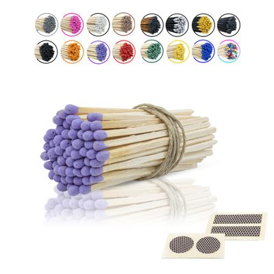 3 Inch Long Wooden Refill Matchsticks with Strike Stickers - Safety Matches Wholesale Bulk Loose by Chandler Studio (Purple, 100 Pieces)