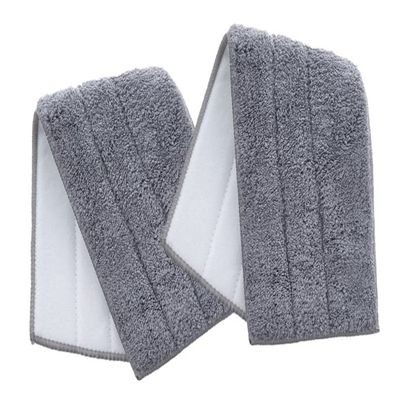 Superio Microfiber Mop Pads, Refill Miracle Mop, Dust Mop Replacement Head 16 Inch Damp Mop Refill for Flat Mop Set, with Velcro-Grey, 2 Pack