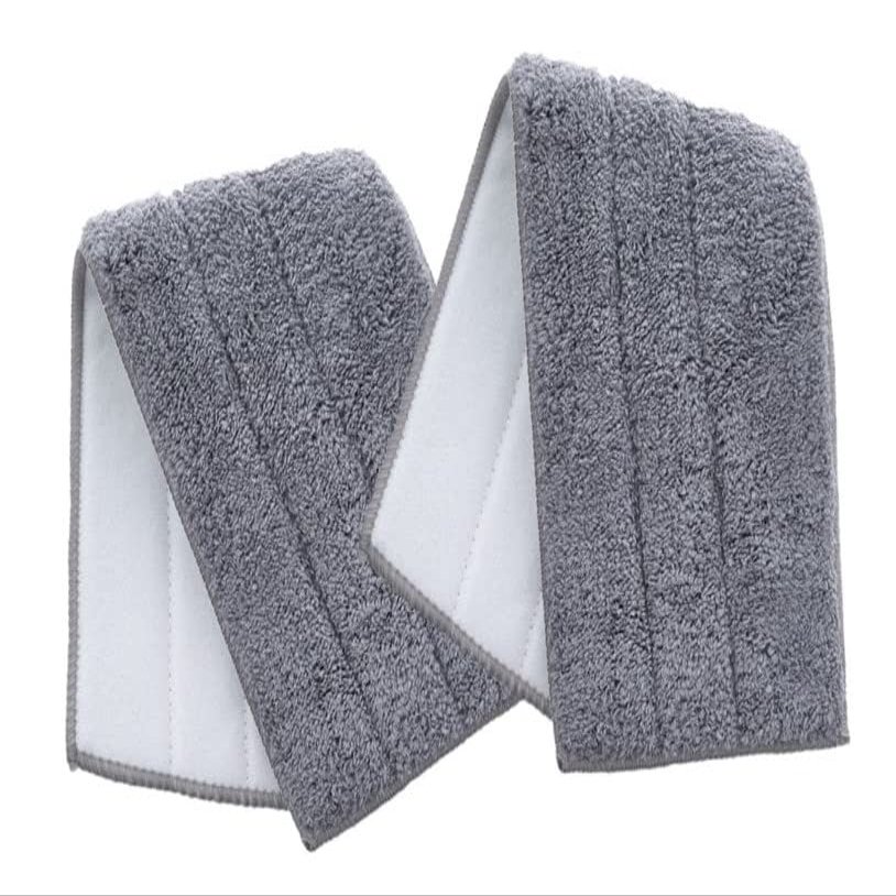 Superio Microfiber Mop Pads, Refill Miracle Mop, Dust Mop Replacement Head 16 Inch Damp Mop Refill for Flat Mop Set, with Velcro-Grey, 2 Pack