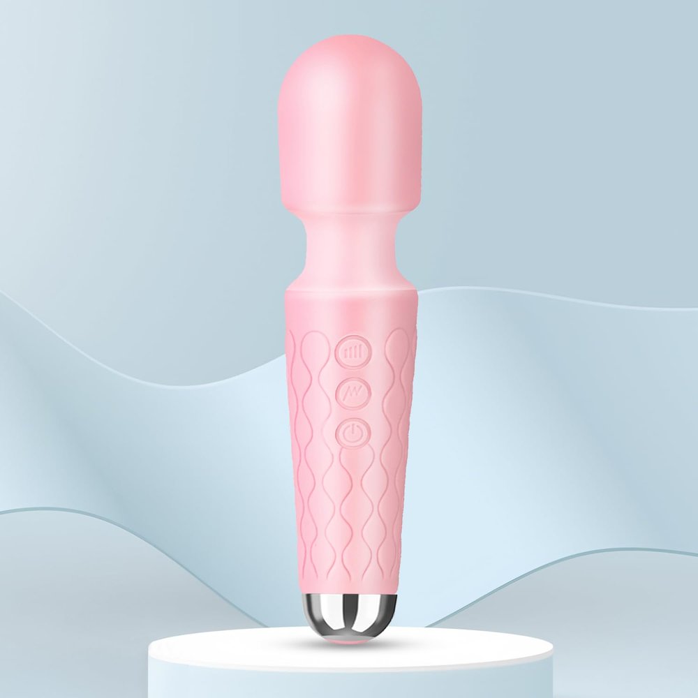 AEVEONE Personal Massager - Handheld Wand Feature, Quiet & Waterproof - 20 Speeds 8 Patterns Cordless Vibrating for Neck, Back Pain, Tension Relief & Sports Recovery - Light Pink