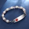 mnmoom 7.5 inch interchangeable Medical id bracelets for Women beads Medical alert bracelets with customize engraving (White) view 2