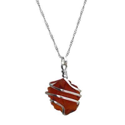 Amazing Gemstone Carnelian Crystal Necklace with Spiral Carnelian Raw Stone - Pendant Women Wire Wrapped Jewelry with Adjustable Cord and Premium Velvet Pouch