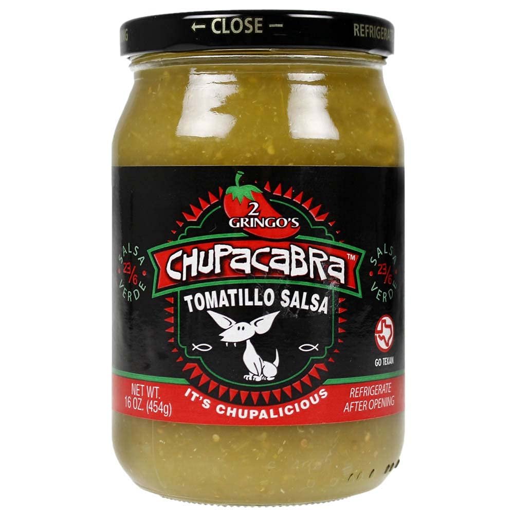 2 Gringos Chupacabra Salsa Verde 16 Oz Tomatillo Jalapenos Garlic Onion Single Bottle