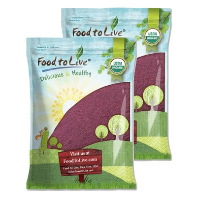 Food to Live Organic Black Elderberry Juice Powder, 16 Pounds Non-GMO, Made from Raw Dried Berries, Unsulfured, Vegan, Bulk, Great for Baking, Smoothies, Yogurts, No Sulphites, Contains Maltodextrin