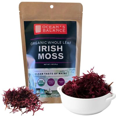 Oceans Balance Whole Leaf Irish Sea Moss Organic - Organic Sea Moss - Perfect for Keto Diet, Paleo Diet, Vegetarian, or Vegan Diet Gluten Free, Mineral Rich 1 oz Bag
