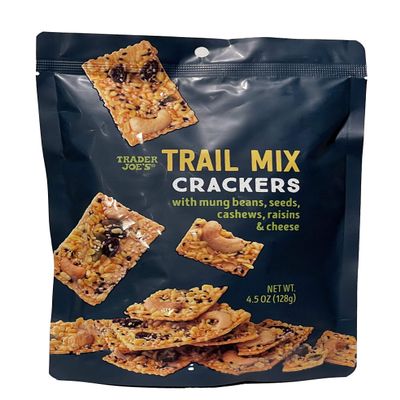 Trader Joe's Trail Mix Crackers with Mung Beans, Seeds, Cashews, Raisins & Cheese - 4.5oz (128g)-set 4