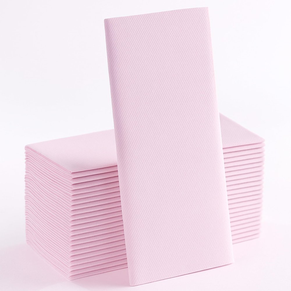 Baby Pink Paper Napkins | Linen Feel Guest Disposable Cloth Like Dinner Napkins | Hand Towels | Soft, Absorbent, Paper Hand Napkins for Kitchen, Bathroom, Parties, Weddings, Dinners | 50 Pack
