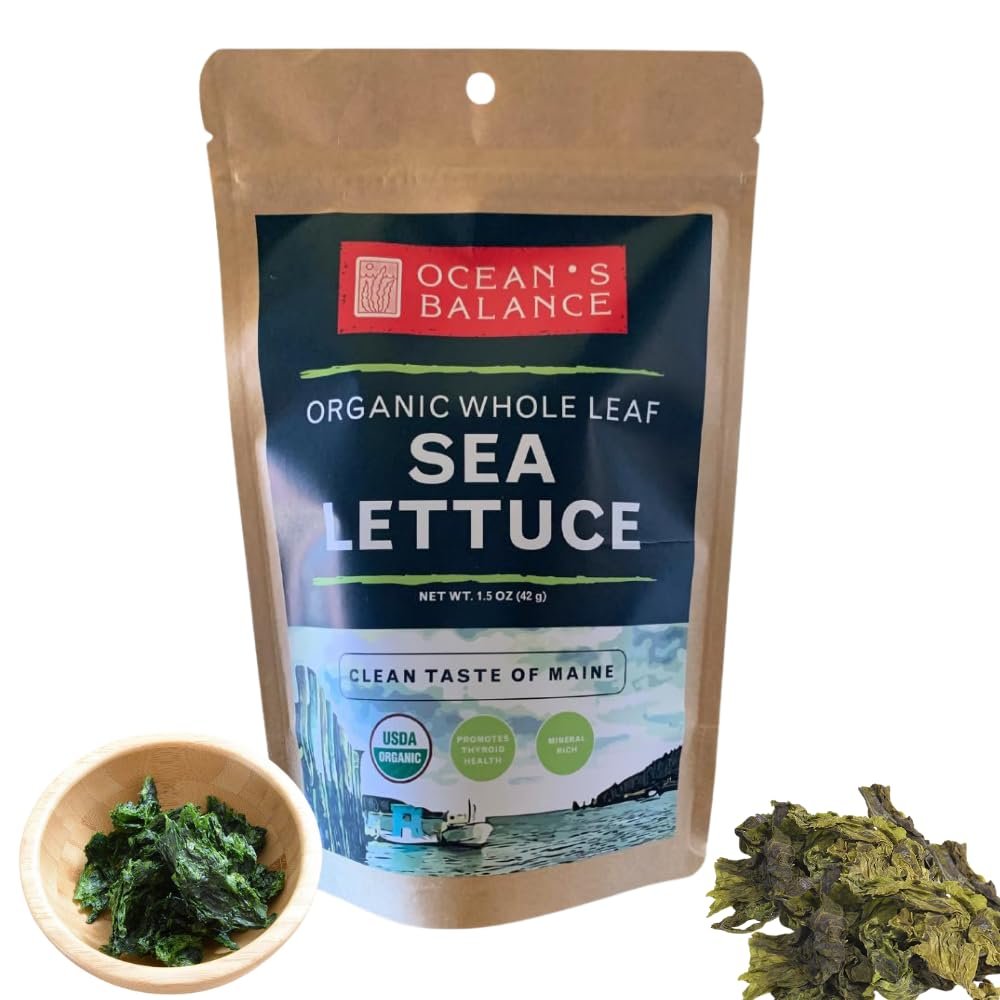 Oceans Balance Sea Lettuce Dried Seaweed Whole Leaf Seaweed Organic, Perfect for Keto Diet, Paleo Diet, Vegetarian, or Vegan Diet Gluten Free 1.5 oz Bag