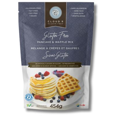 Cloud 9 Gluten Free Pancake Mix, Waffle Mix, Light & Fluffy, Easy-to-Make Pancakes and Waffles, Versatile Gluten Free Baking 454 gr, Vegan & Kosher