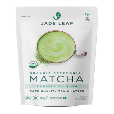 Jade Leaf Matcha Organic Barista Blend Ceremonial Grade Matcha Green Tea Powder - 100% Pure Japanese First Harvest Green Tea for Lattes from Uji and Kagoshima, 50g / 1.76 Ounce (Pack of 1)