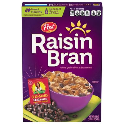 Post Raisin Bran Cereal, Made with Wheat and Bran Flakes and Sweet Sun-Maid Raisins, 16.6 OZ Box