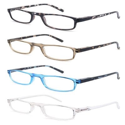 MODFANS Women Reading Glasses Men Readers,Narrow Lightweight Glossy Frame Flexible Spring Hinge Trendy Small Eyeglasses Pouch Protect Comfort Match Wear
