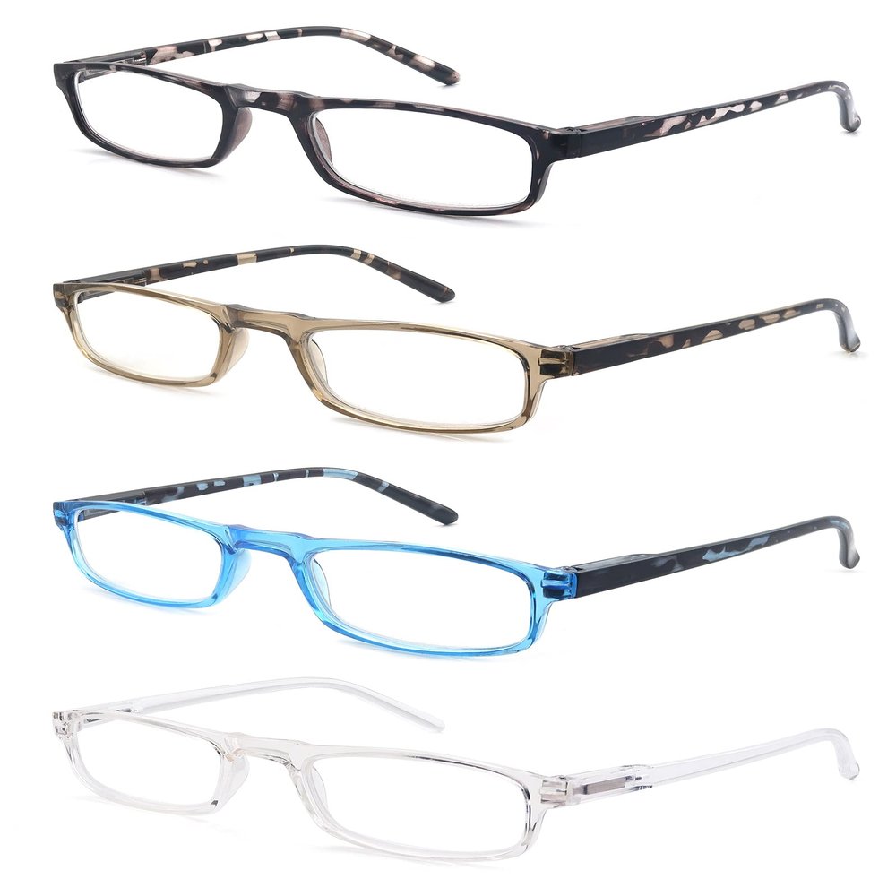 MODFANS Women Reading Glasses Men Readers,Narrow Lightweight Glossy Frame Flexible Spring Hinge Trendy Small Eyeglasses Pouch Protect Comfort Match Wear